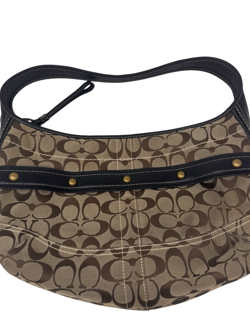 Vintage Coach Signature Brown Black Shoulder Monogrammed Ergo Hobo Bag Y2K - Picture 4 of 5